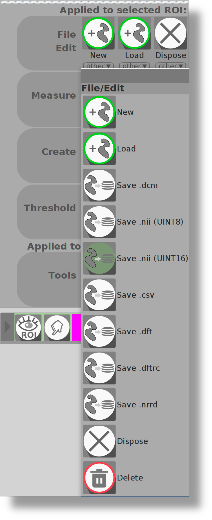 Roi File Edit Menu